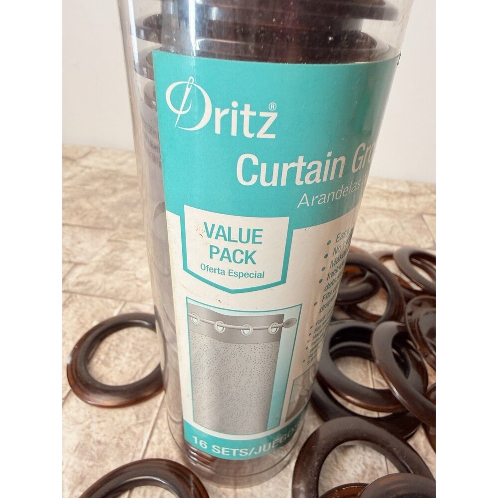 Dritz  Curtain Grommets 1 3/8”Inner Diameter Plastic 32 PCs Pkg-MARBLE Brown New - Picture 3 of 9